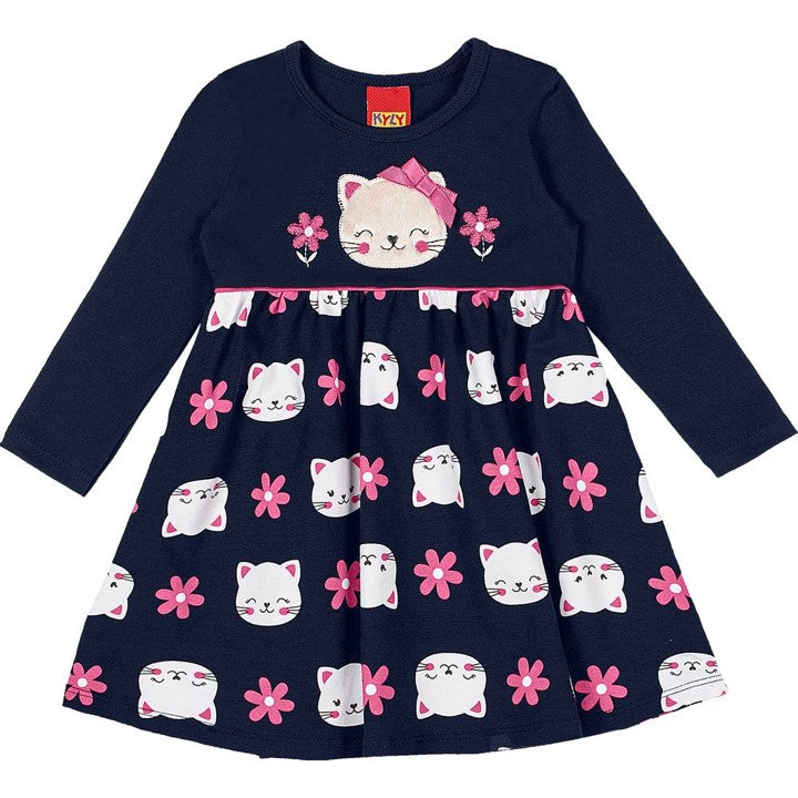 Vestido estampado gatito azul