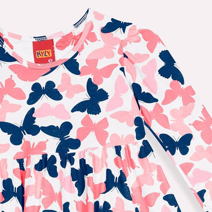 Vestido manga larga niña rosado