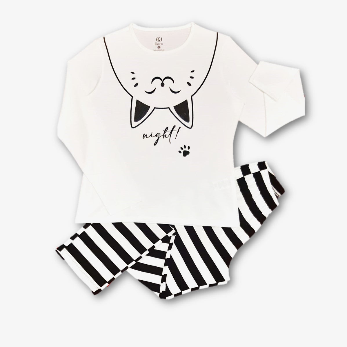 Pijama blanca gatito mujer