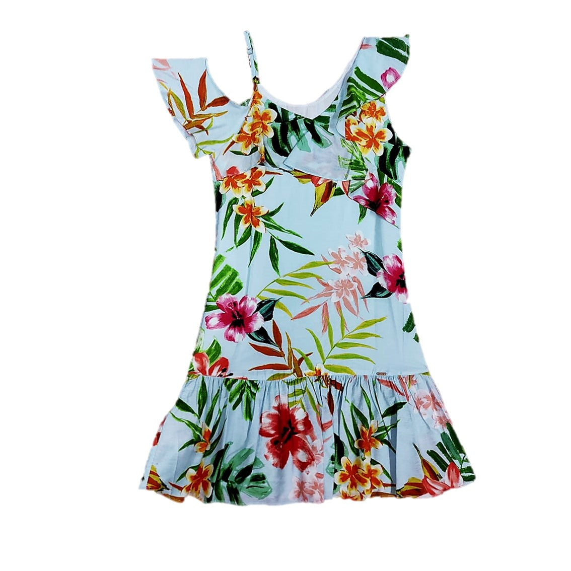 Vestido Blanco estampado flores niña