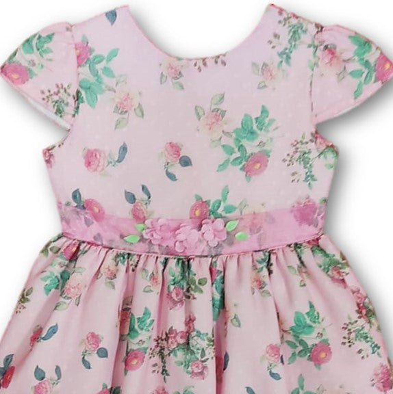 Vestido Rosa con flores Niña