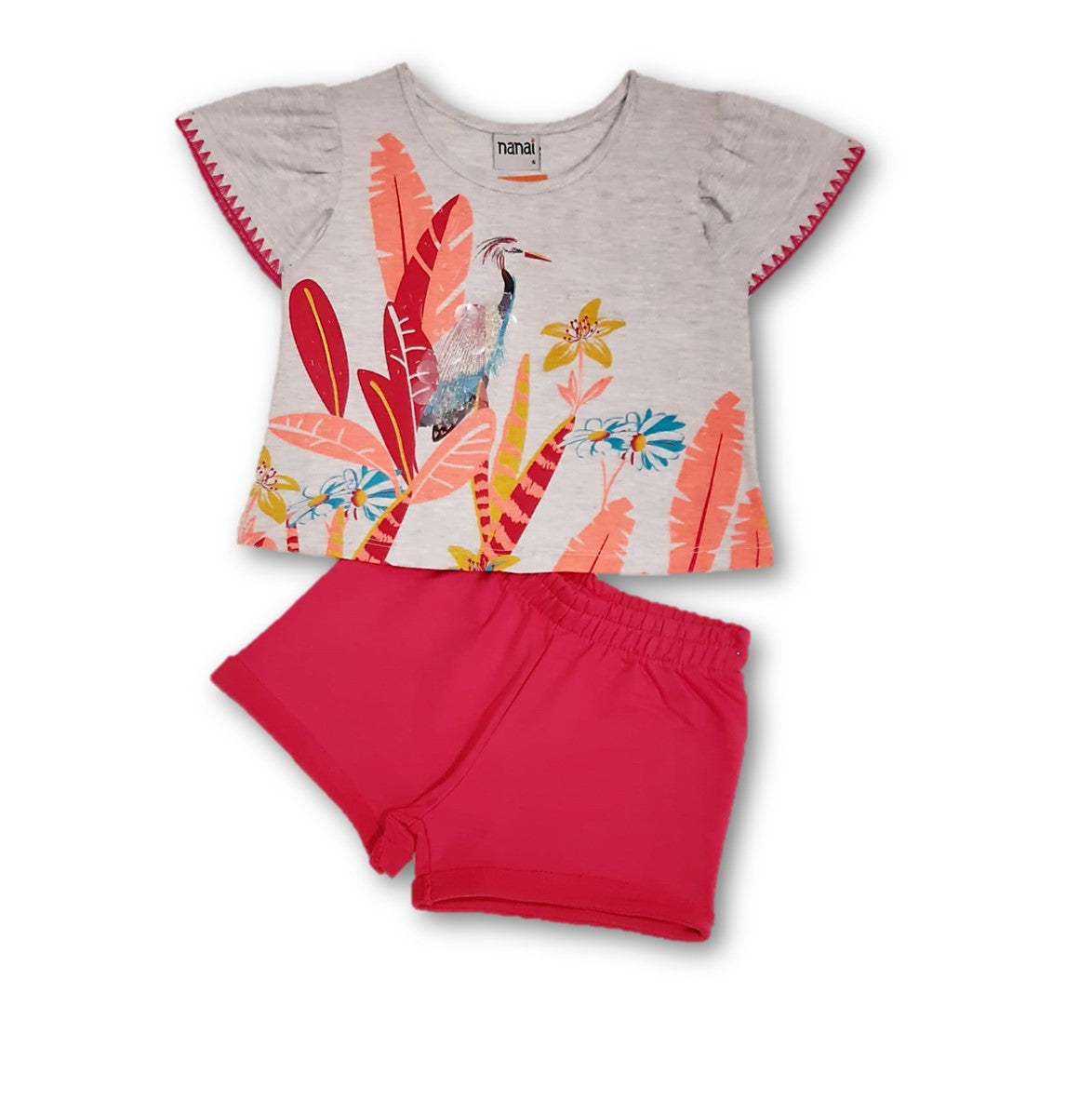 Conjunto short coral niña