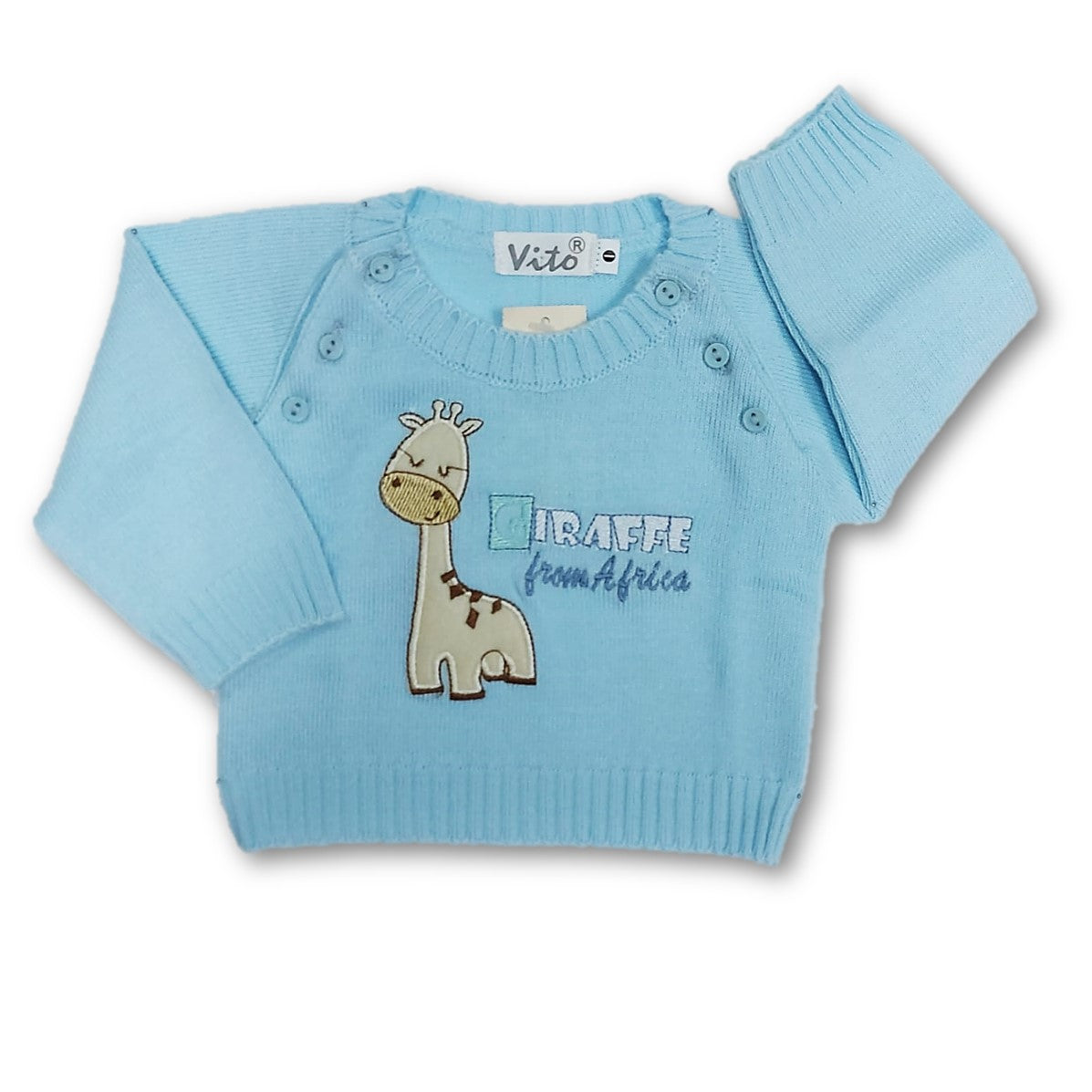 Saco celeste jirafa bebé