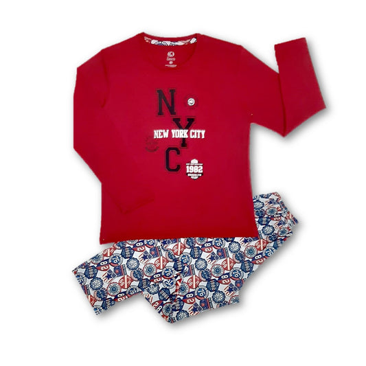 Pijama algodón roja niño