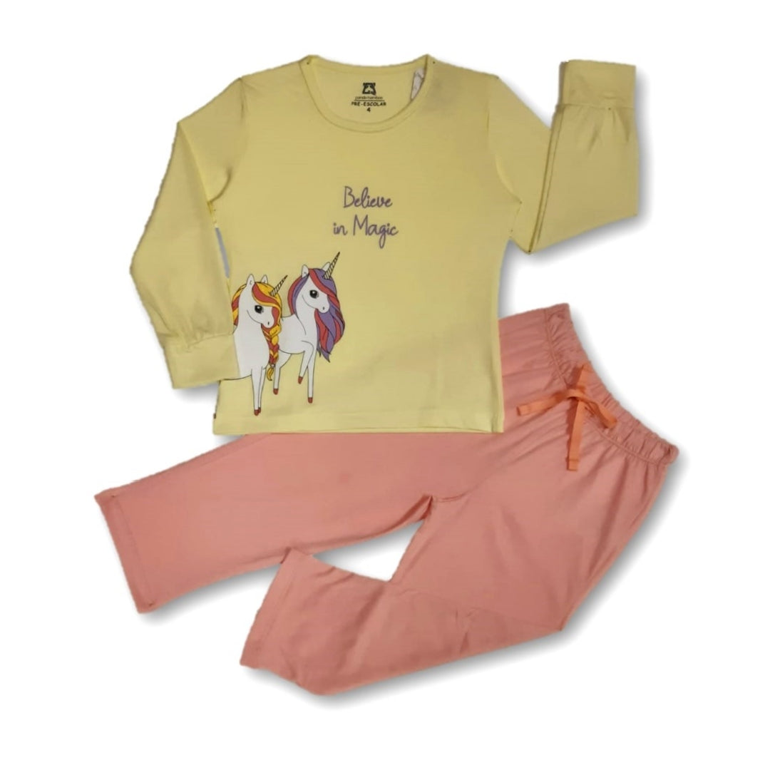 Pijama algodón niña unicornio